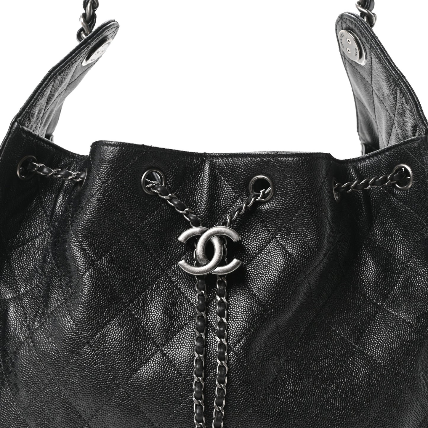 Caviar Quilted Medium Chanel 25 Handbag Black