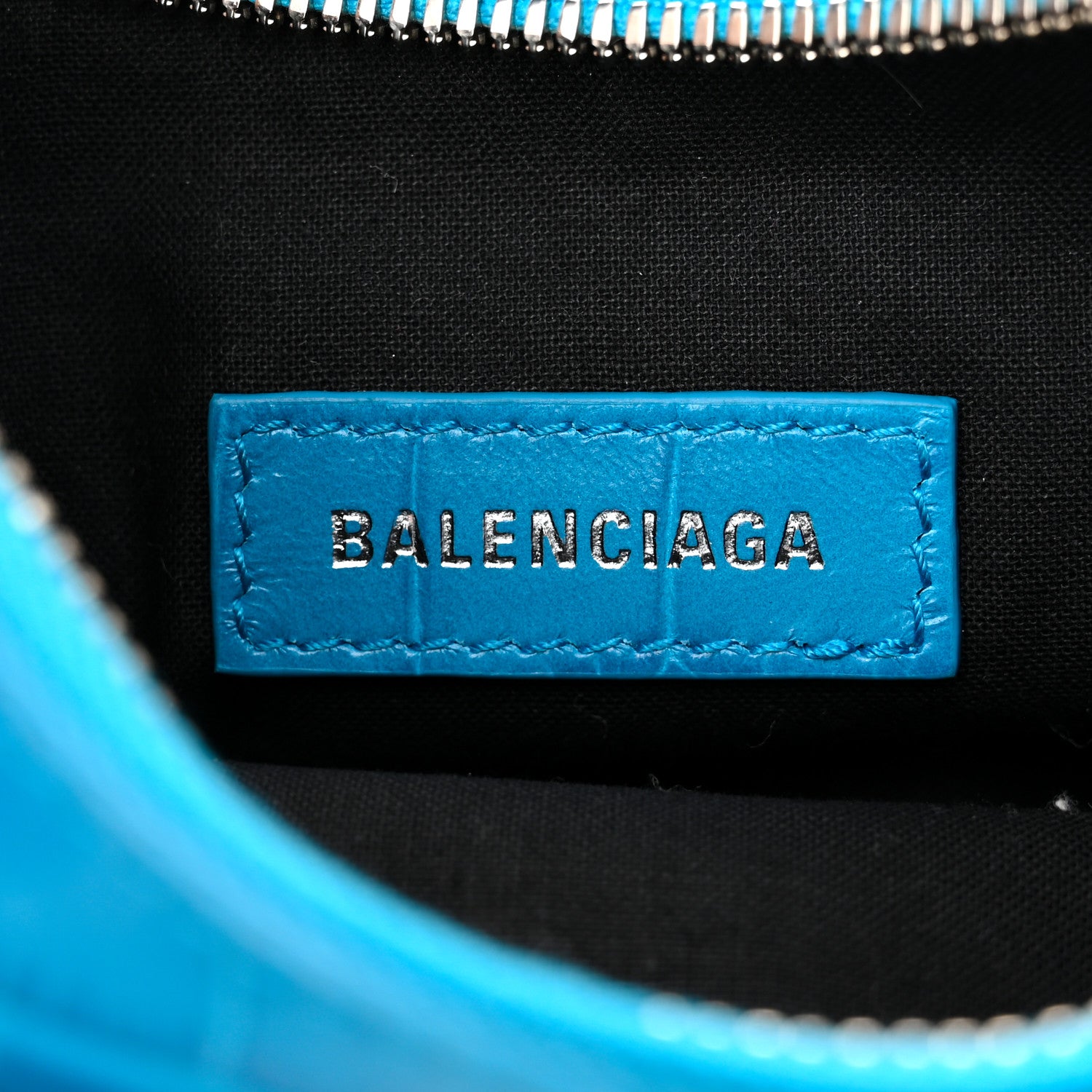 Balenciaga Extra Supple Calfskin Crocodile Embossed Le Cagole Shoulder Bag XS Turquoise 6 of 10