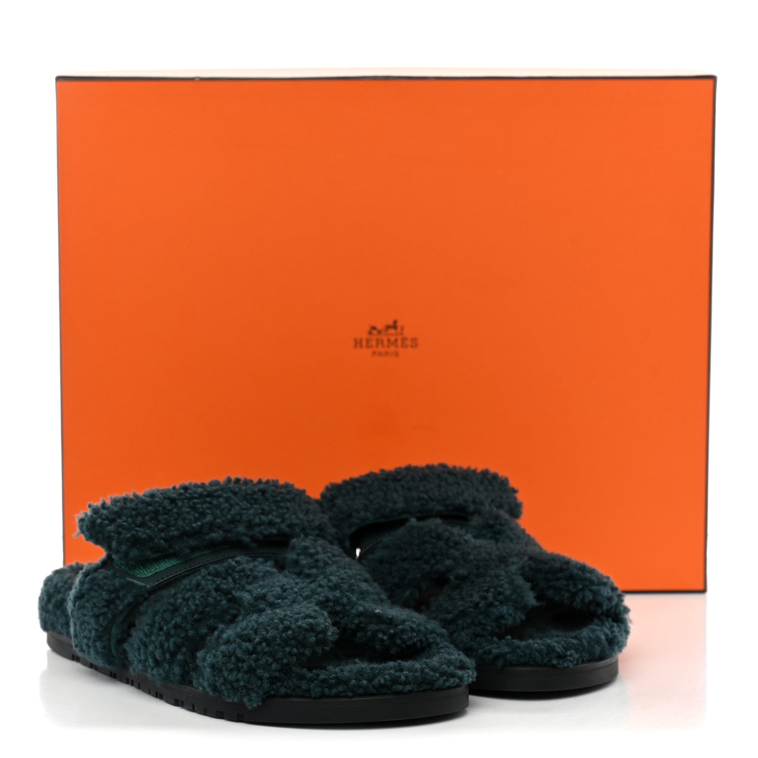Hermes Woolskin Womens Chypre Sandals 38 Vert Anglais 9 of 9