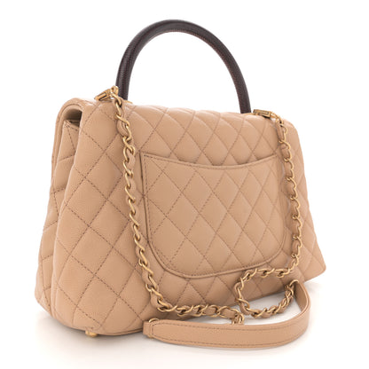 Chanel Caviar Lizard Embossed Quilted Small Coco Handle Flap Beige 3 of 11