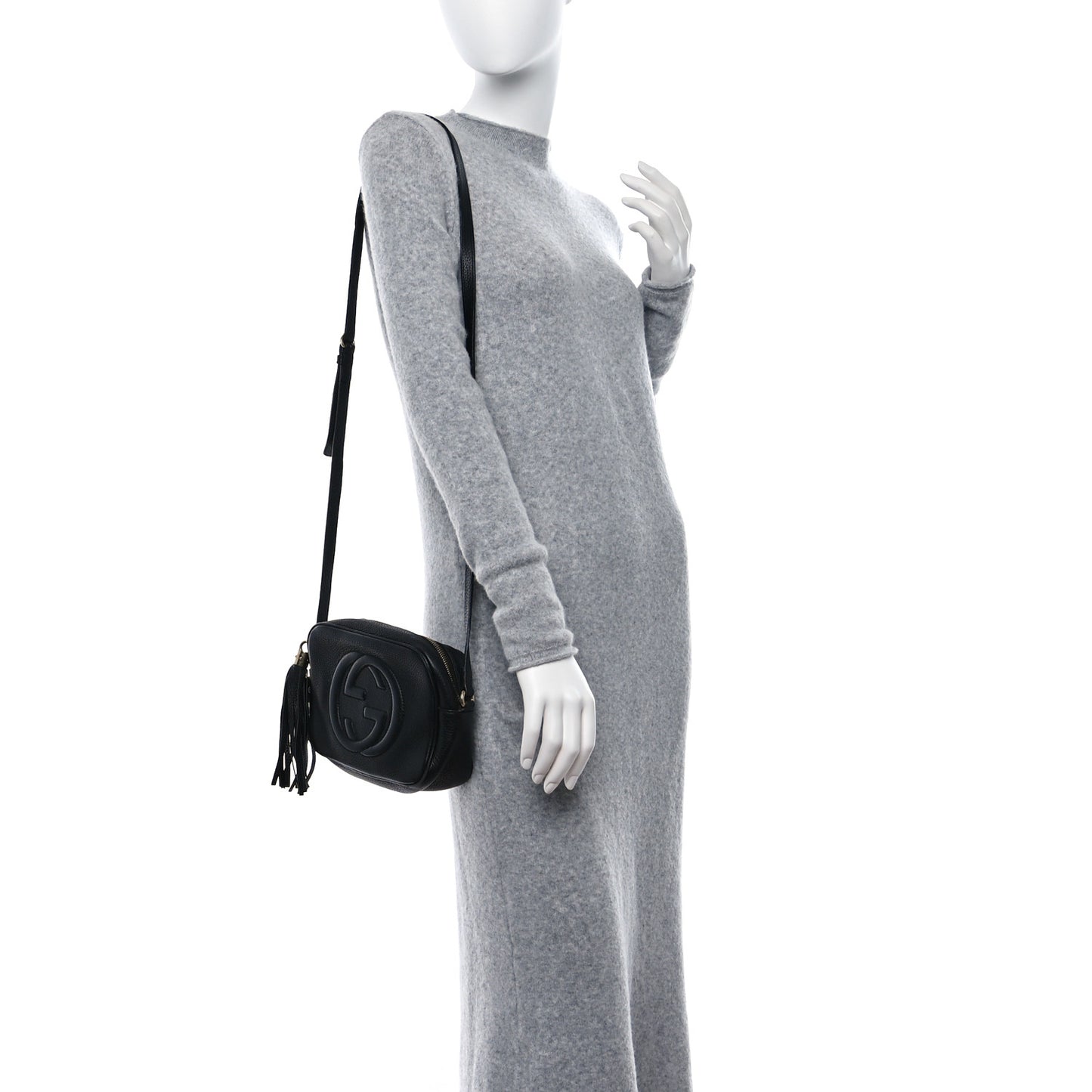 Pebbled Calfskin Small Soho Disco Bag Black