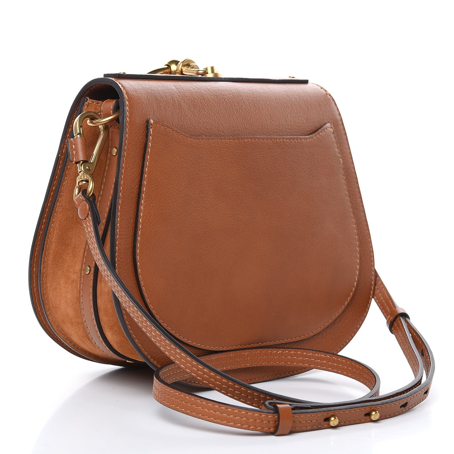 Chloe Calfskin Suede Medium Nile Bracelet Bag Caramel 3 of 13