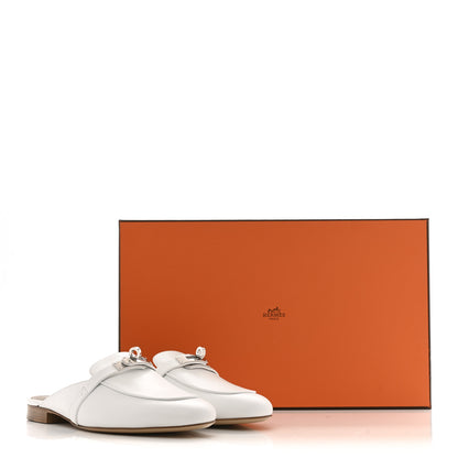Hermes Calfskin Oz Mules 37.5 White 10 of 10