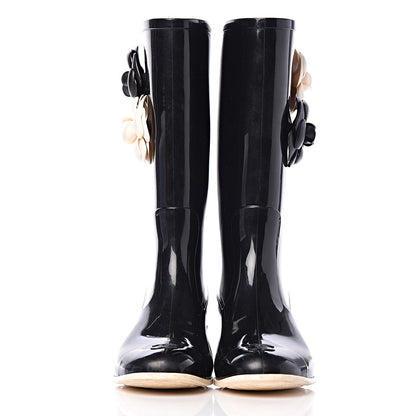 Chanel Rubber Camellia Rain Boots 40 Black 2 of 18