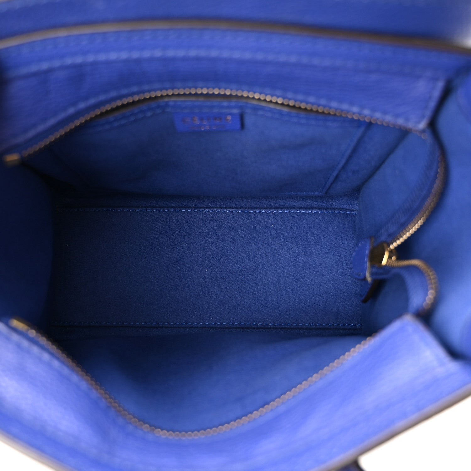Celine Drummed Calfskin Nano Luggage Indigo 5 of 10