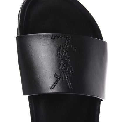 Saint Laurent Calfskin Monogram Jimmy Joan Slide Sandals 37 Black 9 of 12