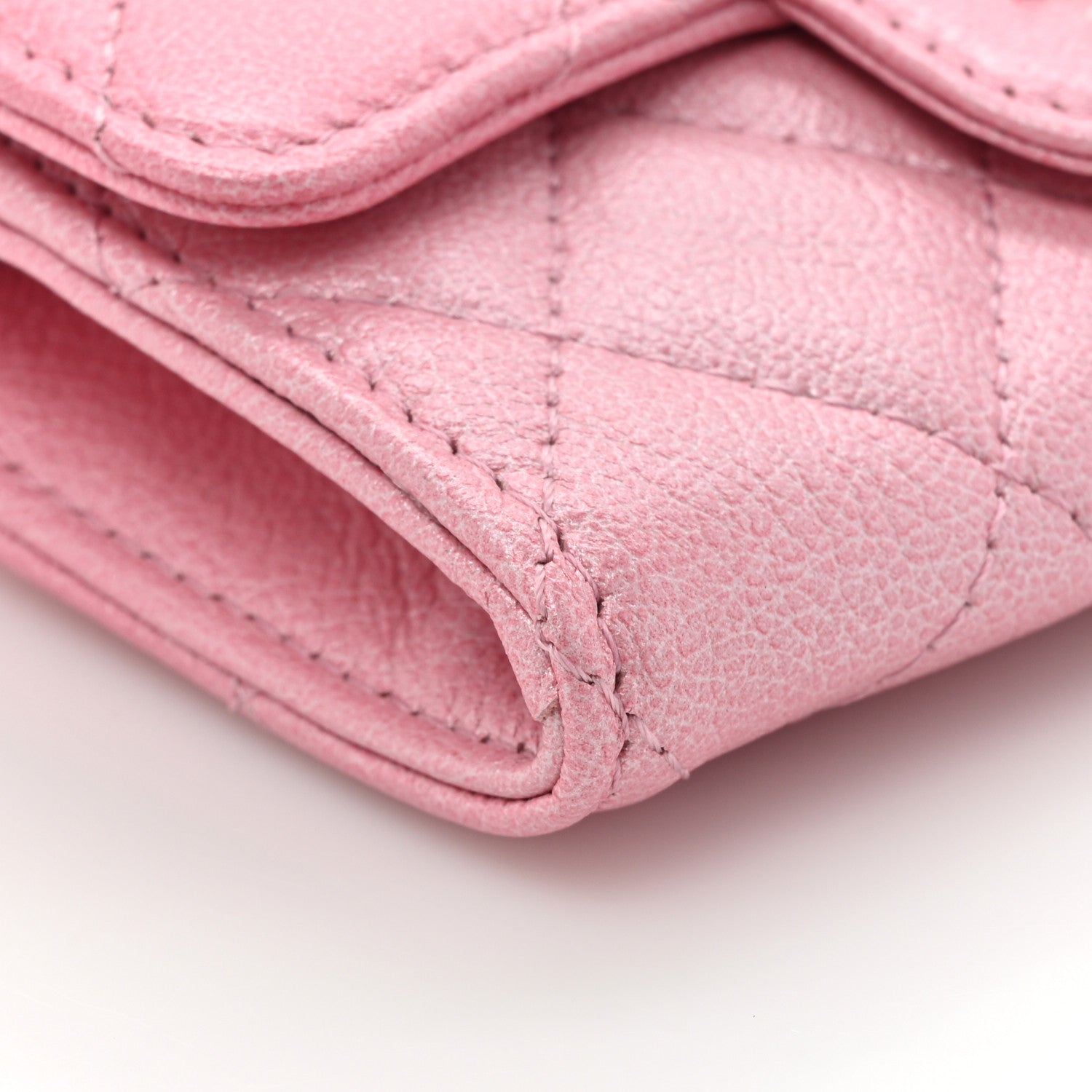 Chanel Cloudy Pearly Goatskin Quilted Flap Card Holder Wallet Pink 8 of 9