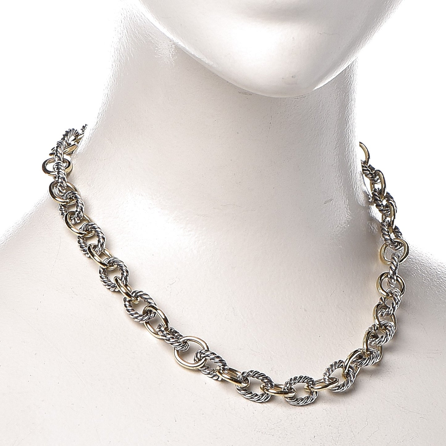 Sterling Silver 18K Yellow Gold 10mm Medium Oval Link Necklace
