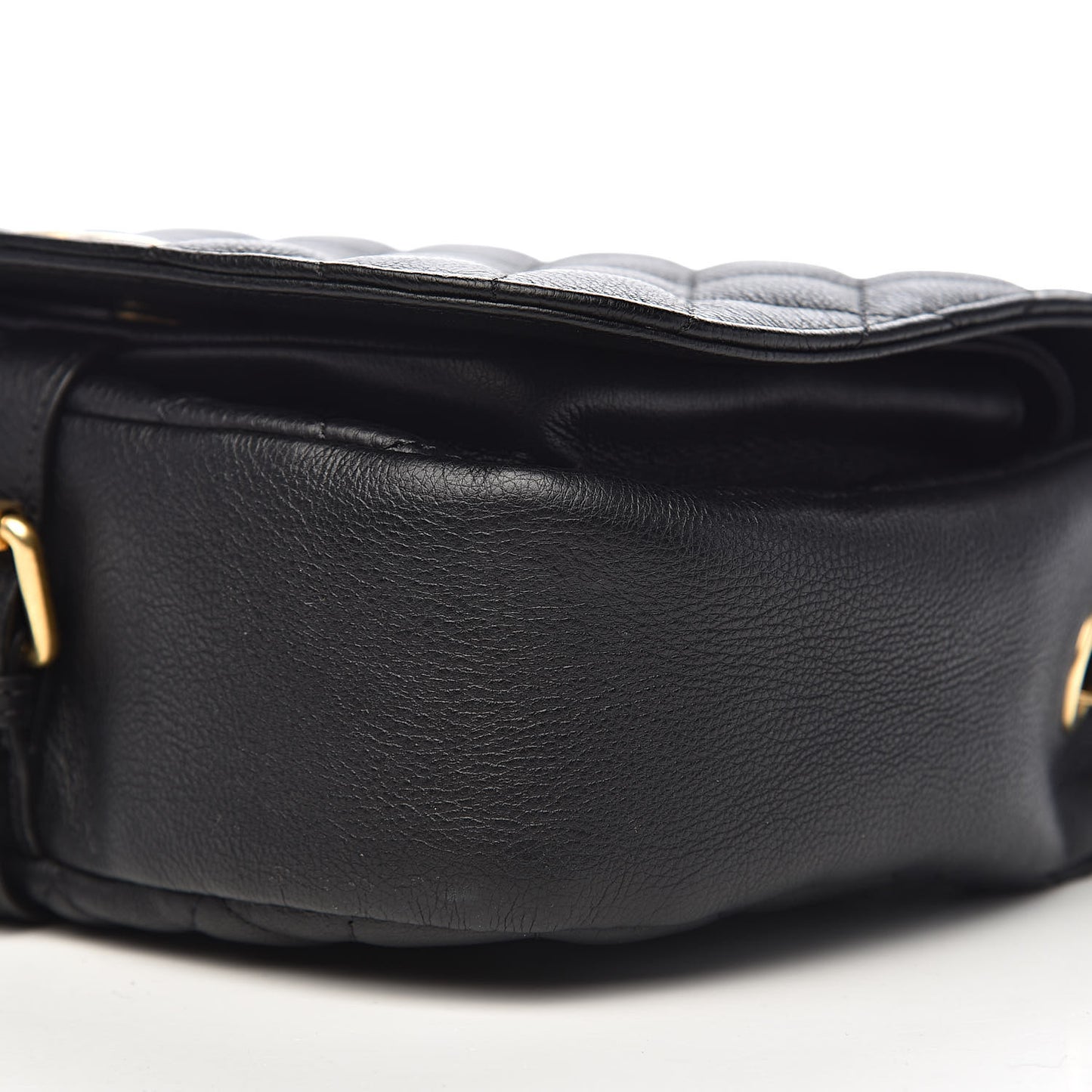 Grained Calfskin Quilted Messenger Flap Black