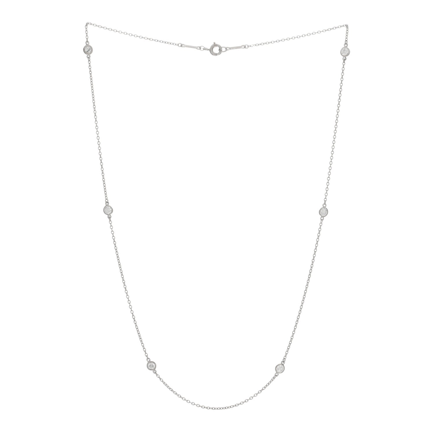 Tiffany Platinum Elsa Peretti Diamonds by the Yard 6 Station Necklace 2 of 3