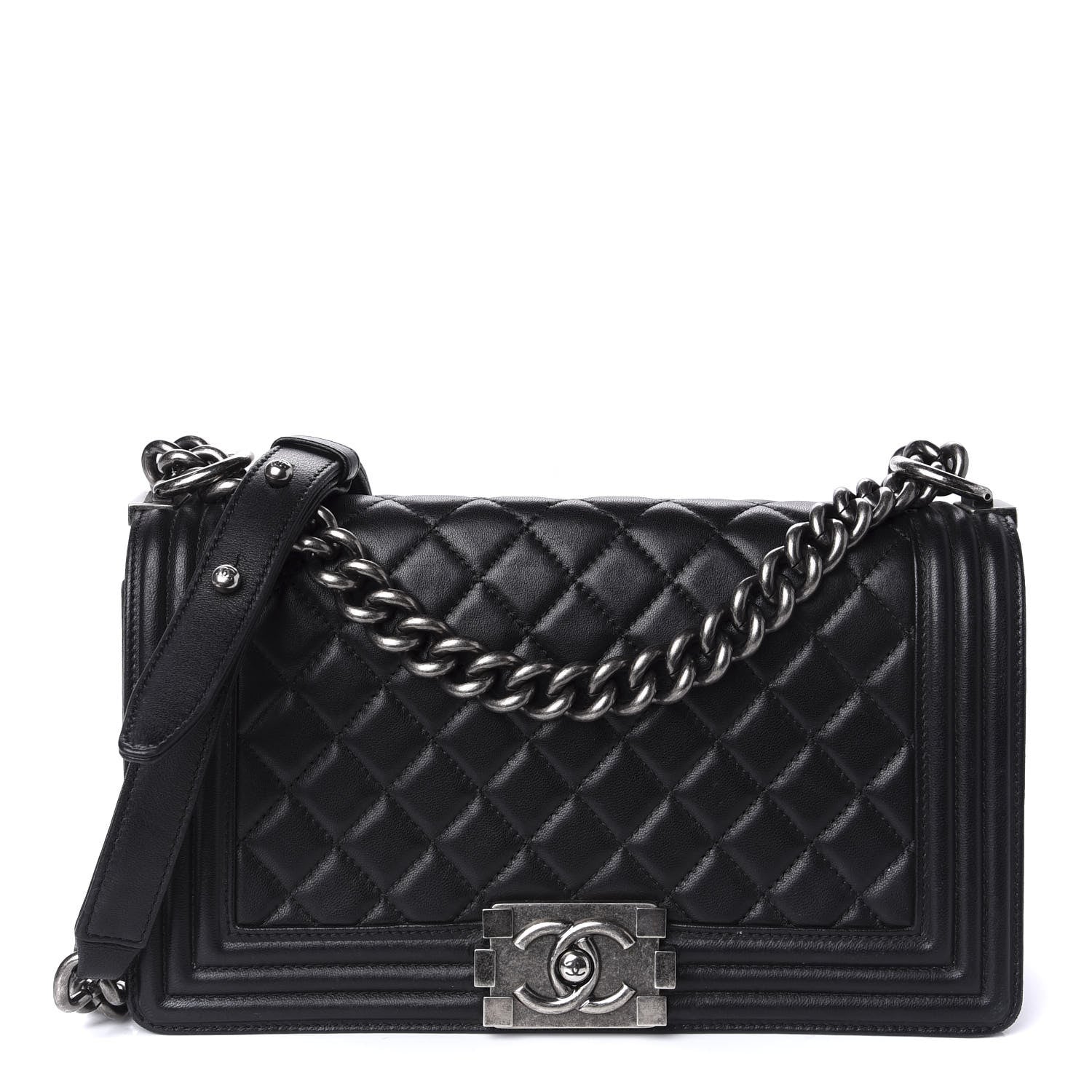 Chanel Lambskin Quilted Medium Boy Flap Black 1 of 12