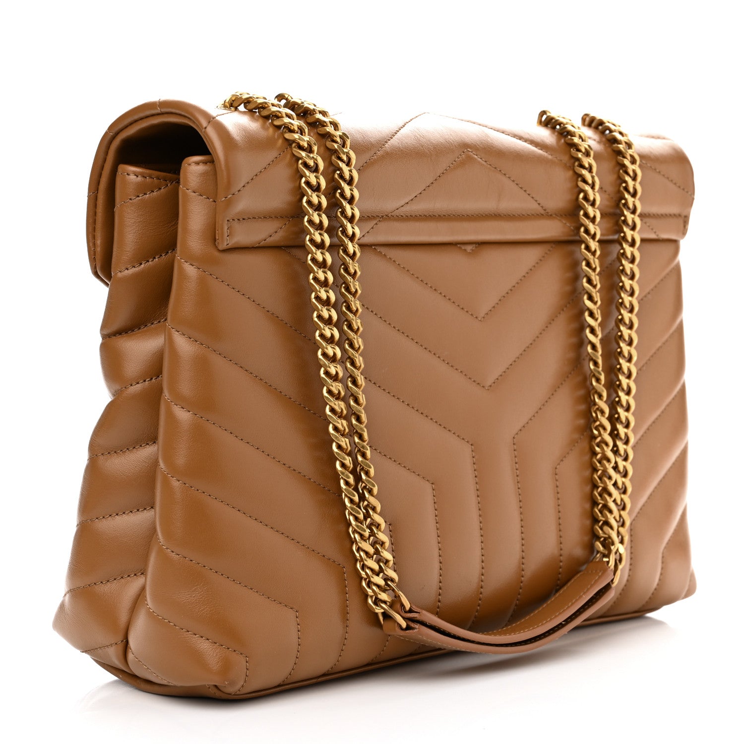 Saint Laurent Calfskin Y Quilted Monogram Medium Loulou Chain Satchel Dark Natural 2 of 13