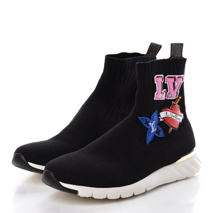 Louis Vuitton Stretch Fabric LV Black Heart Sock Sneaker 40 Black 3 of 10