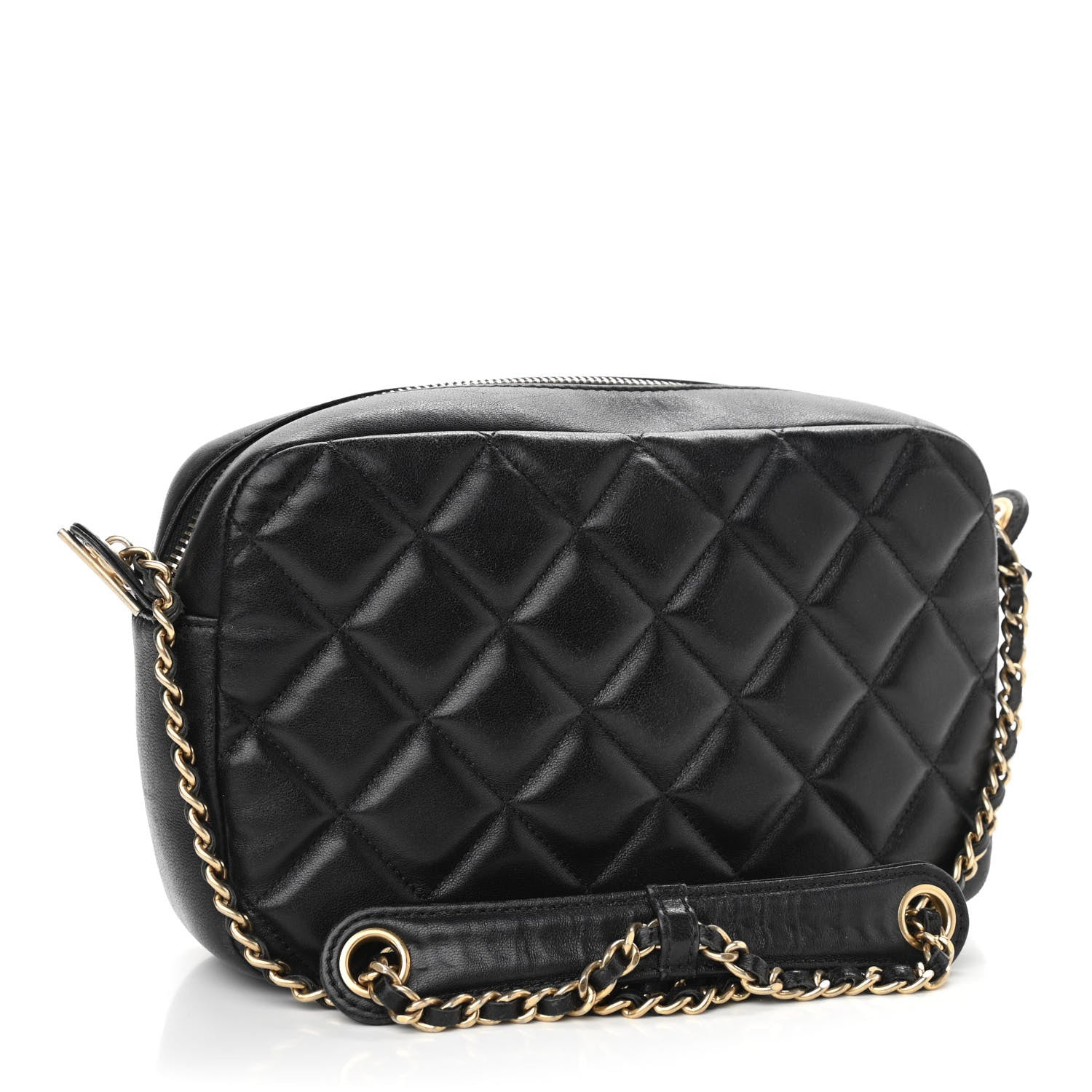 Chanel Lambskin Quilted Small Diamond CC Camera Case Black 3 of 12
