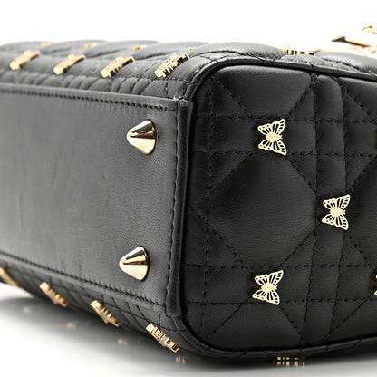 Christian Dior Lambskin Cannage Butterfly Studs Small Lady Dior Black 9 of 10