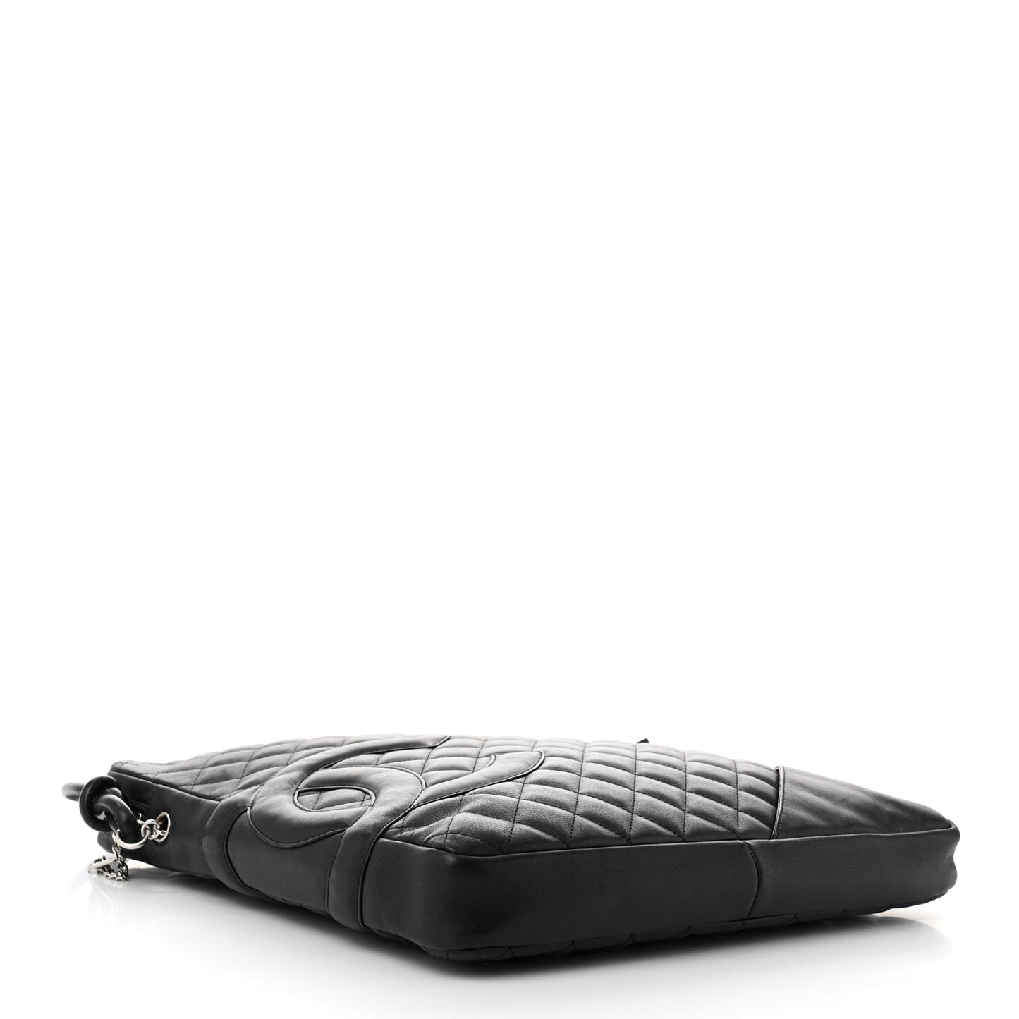 Calfskin Quilted Large Cambon Messenger Black