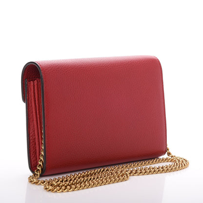 Gucci Calfskin GG Marmont Chain Wallet Vulcanic Red 3 of 7