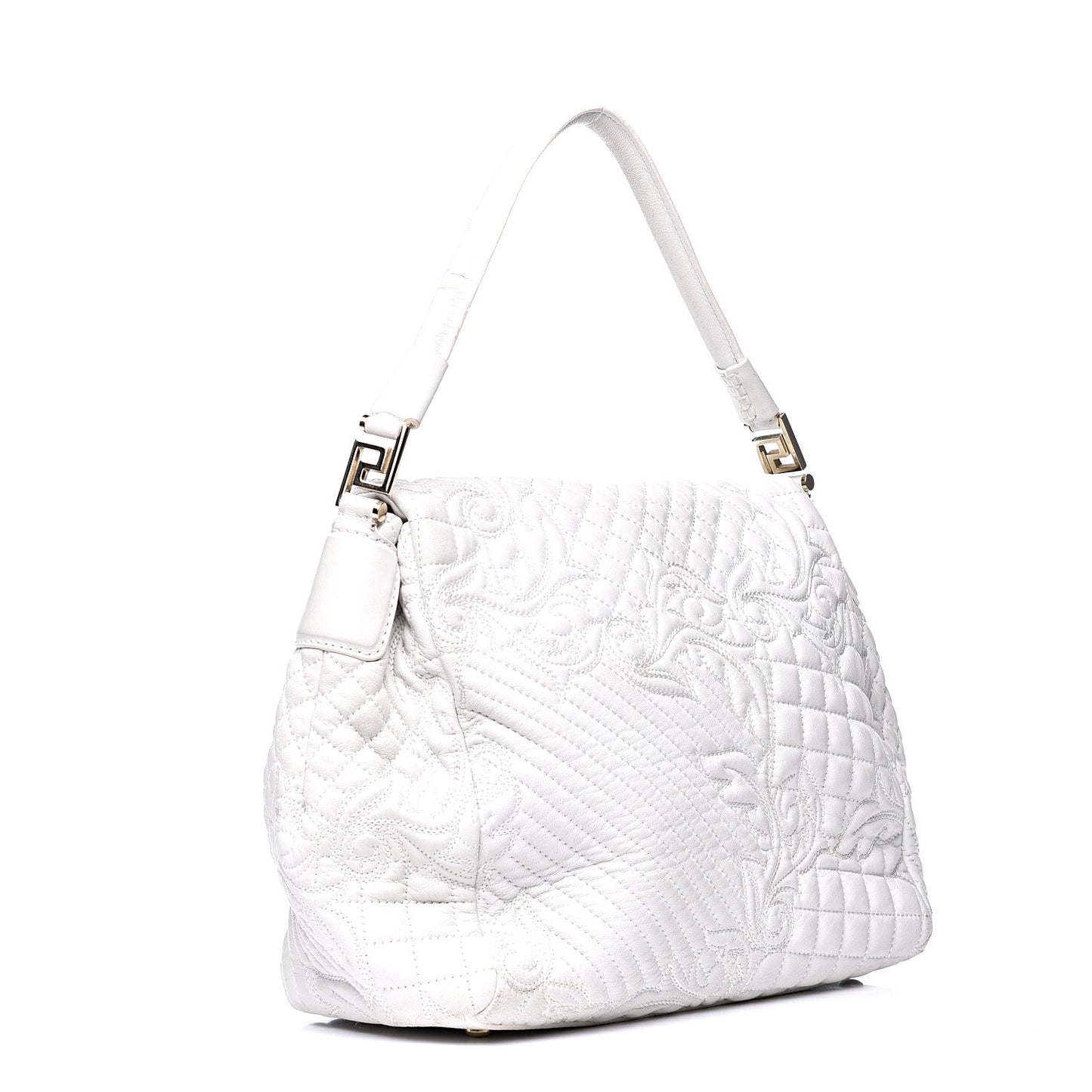 Nappa Barocco Quilted Vanitas Talia Shoulder Bag White