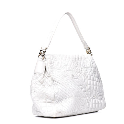 Versace Nappa Barocco Quilted Vanitas Talia Shoulder Bag White 2 of 15
