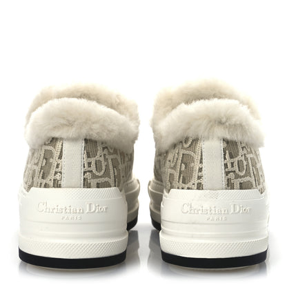 Christian Dior Canvas Oblique Shearling Walk'N'Dior Platform Sneakers  38.5 Beige Natural 6 of 11
