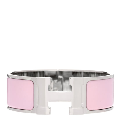Hermes Enamel Wide Clic Clac H Bracelet PM Rose Dragee 1 of 5