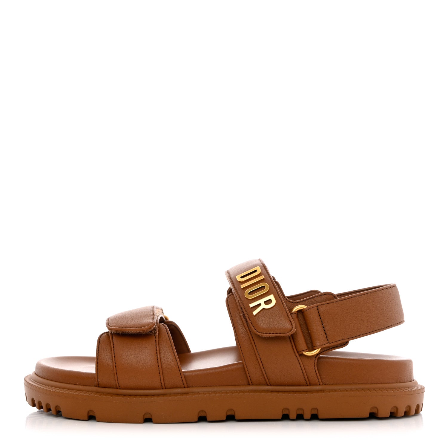 Christian Dior Lambskin Dioract 10mm Sandals 37.5 Golden Saddle 1 of 8