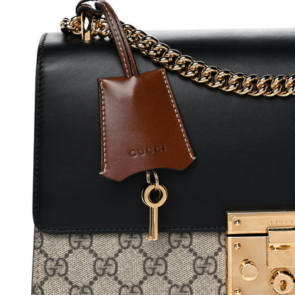 Gucci GG Supreme Monogram Calfskin Medium Padlock Shoulder Bag Beige Black Cuir 10 of 13