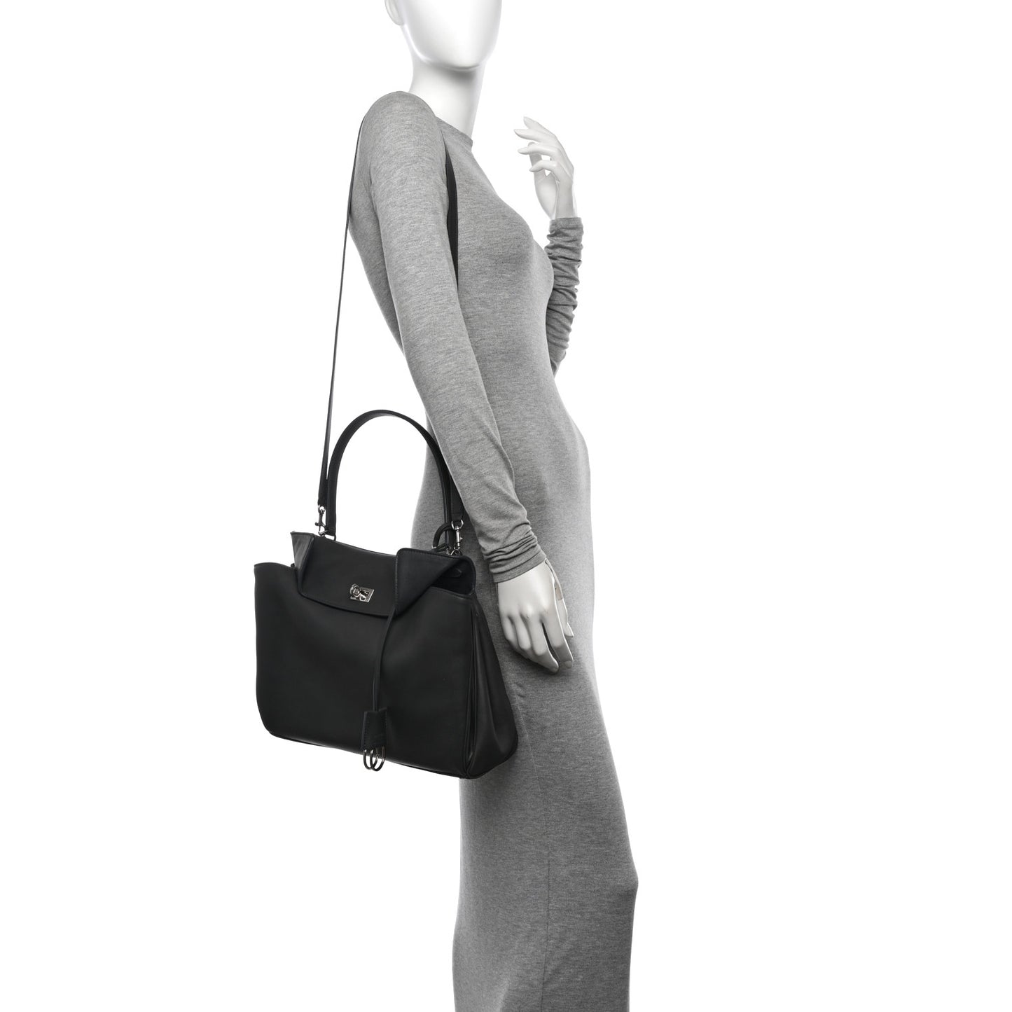 Natural Smooth Calfskin Medium Rodeo Top Handle Handbag Grey