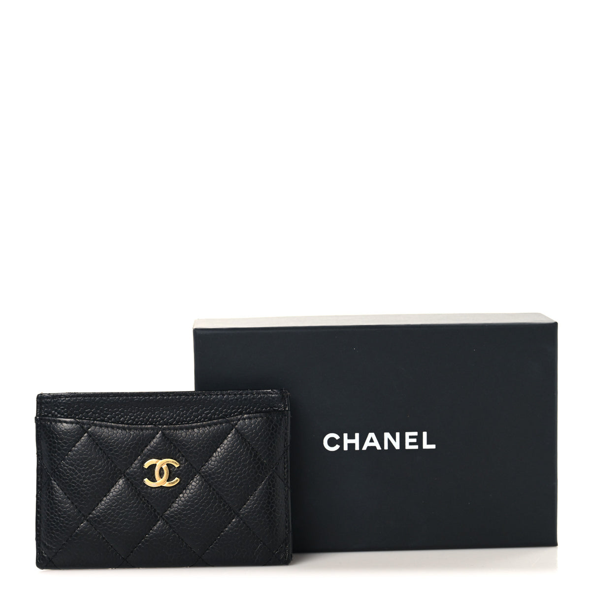 Caviar Quilted Card Holder Black