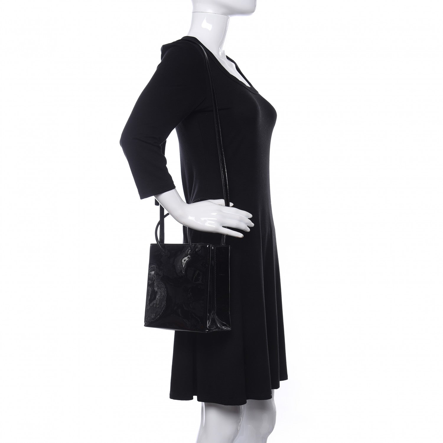 Balenciaga Patent Calfskin Logo Shopping Tote XXS Black 2 of 8