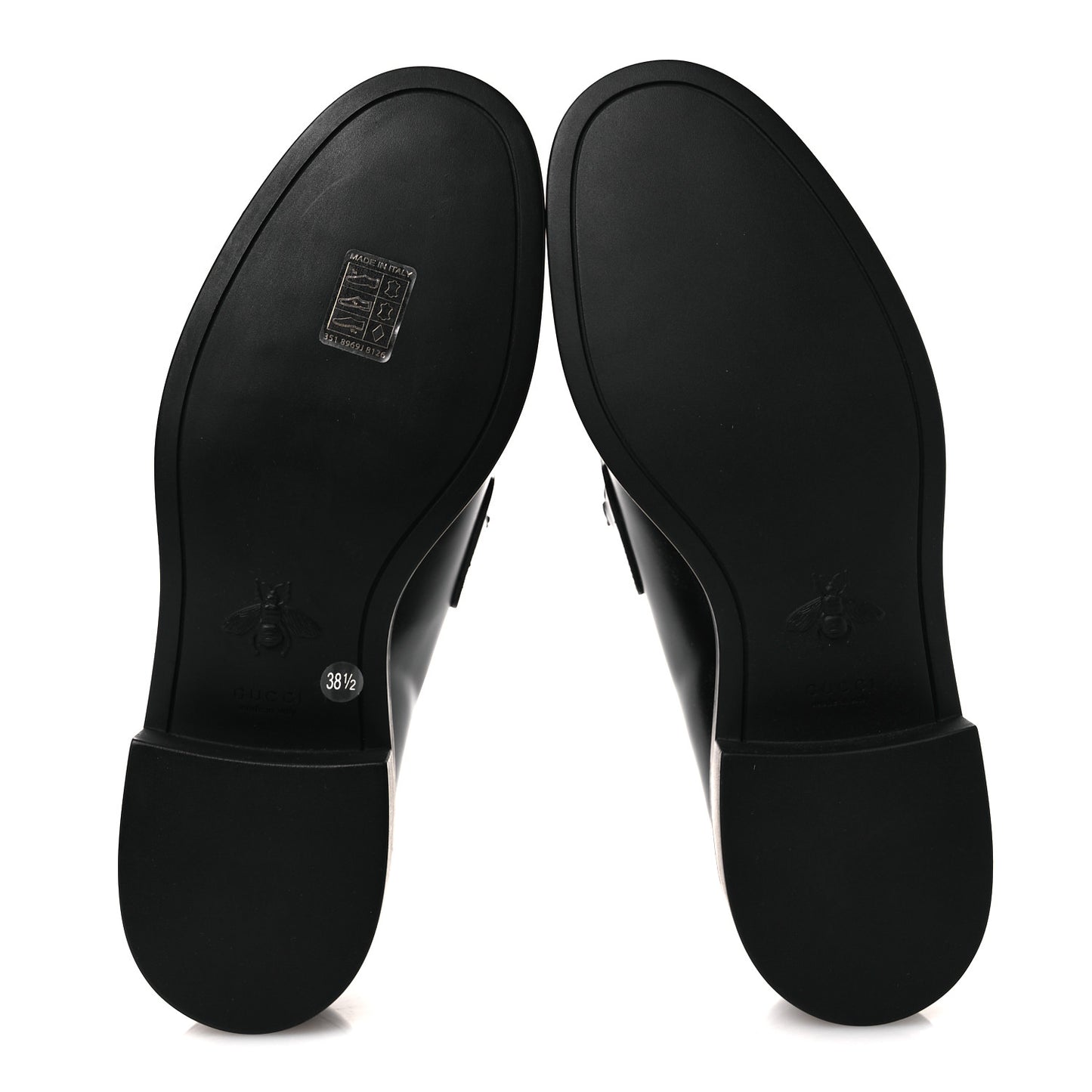Calfskin Horsebit Womens Lug Sole Loafers 38.5 Black