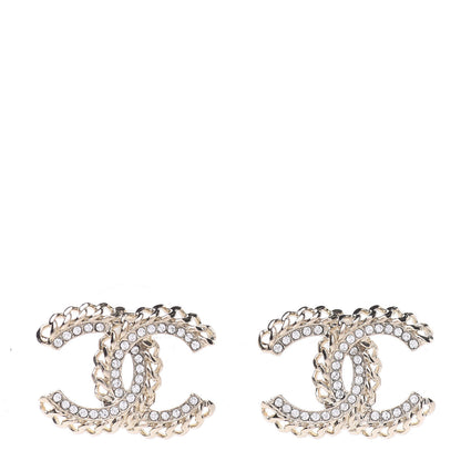 Chanel Crystal Chain CC Earrings Gold 1 of 5