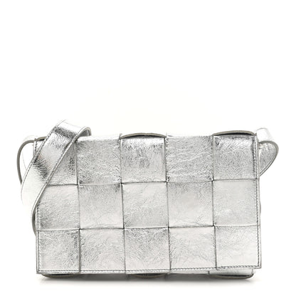 Bottega Veneta Metallic Lambskin Maxi Intrecciato Cassette Crossbody Bag Silver 2 of 31