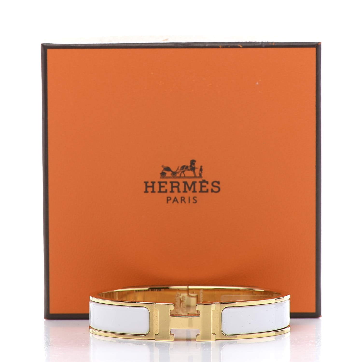 Hermes Enamel Narrow Clic Clac H Bracelet GM White 5 of 5