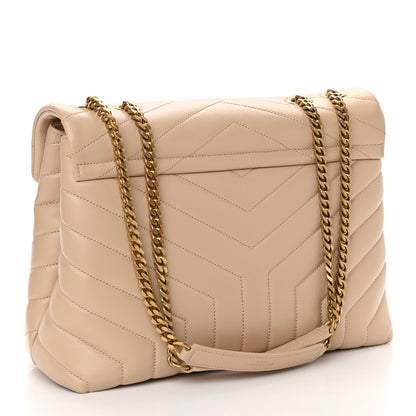 Saint Laurent Calfskin Y Quilted Monogram Medium Loulou Chain Satchel Nude Power 2 of 9