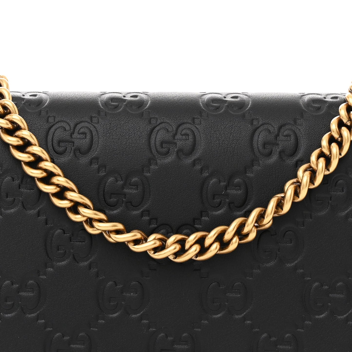 Guccissima Signature Crystal Cat Chain Wallet Black