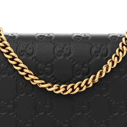 Gucci Guccissima Signature Crystal Cat Chain Wallet Black 8 of 10