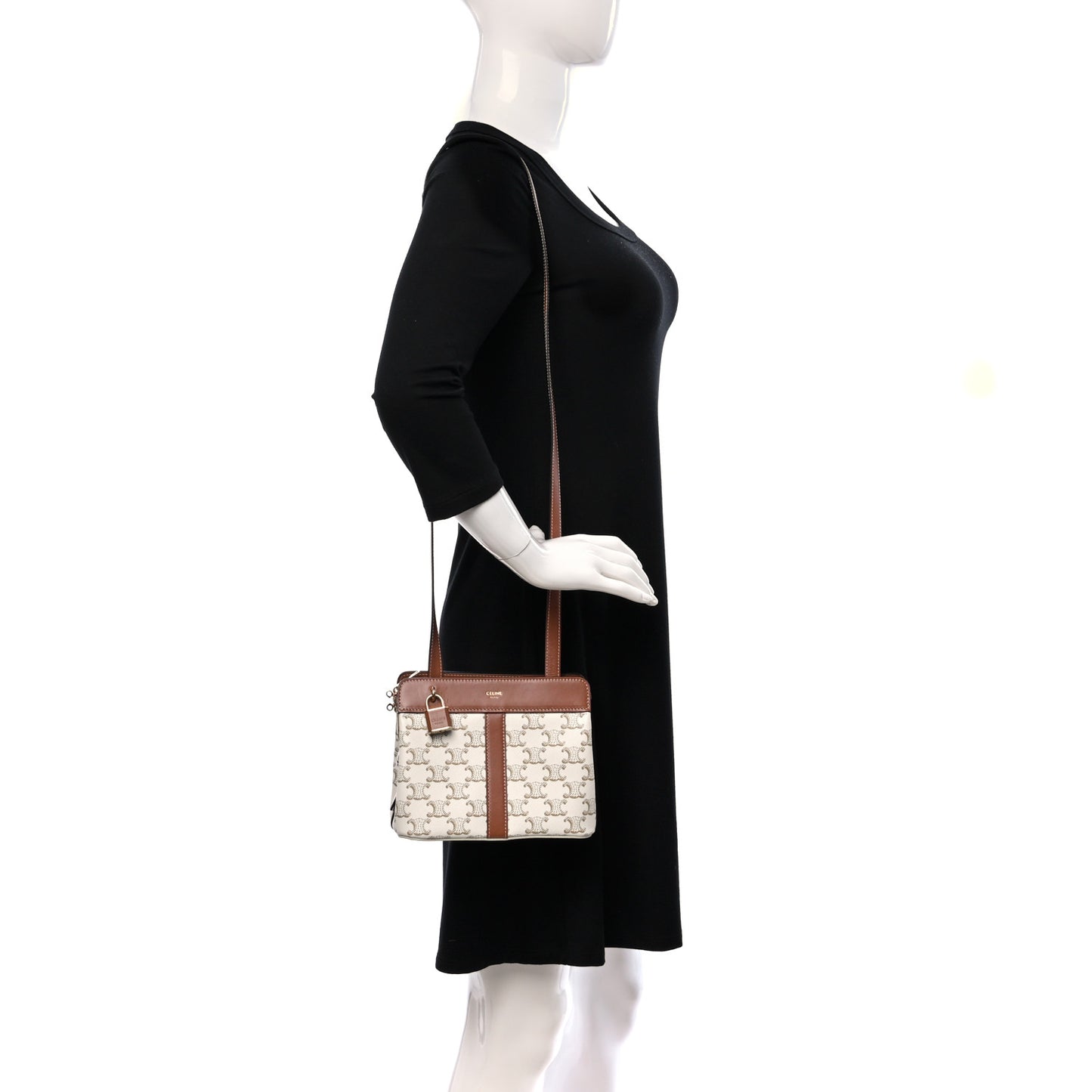 Calfskin Canvas Triomphe Teen Cabas De France White