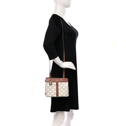 Celine Calfskin Canvas Triomphe Teen Cabas De France White 2 of 8