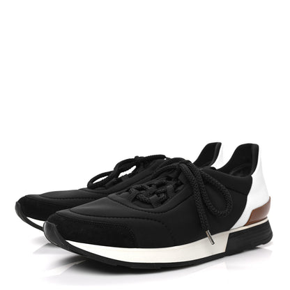 Hermes Technical Canvas Mens Miles Sneakers 43.5 Black White 3 of 9