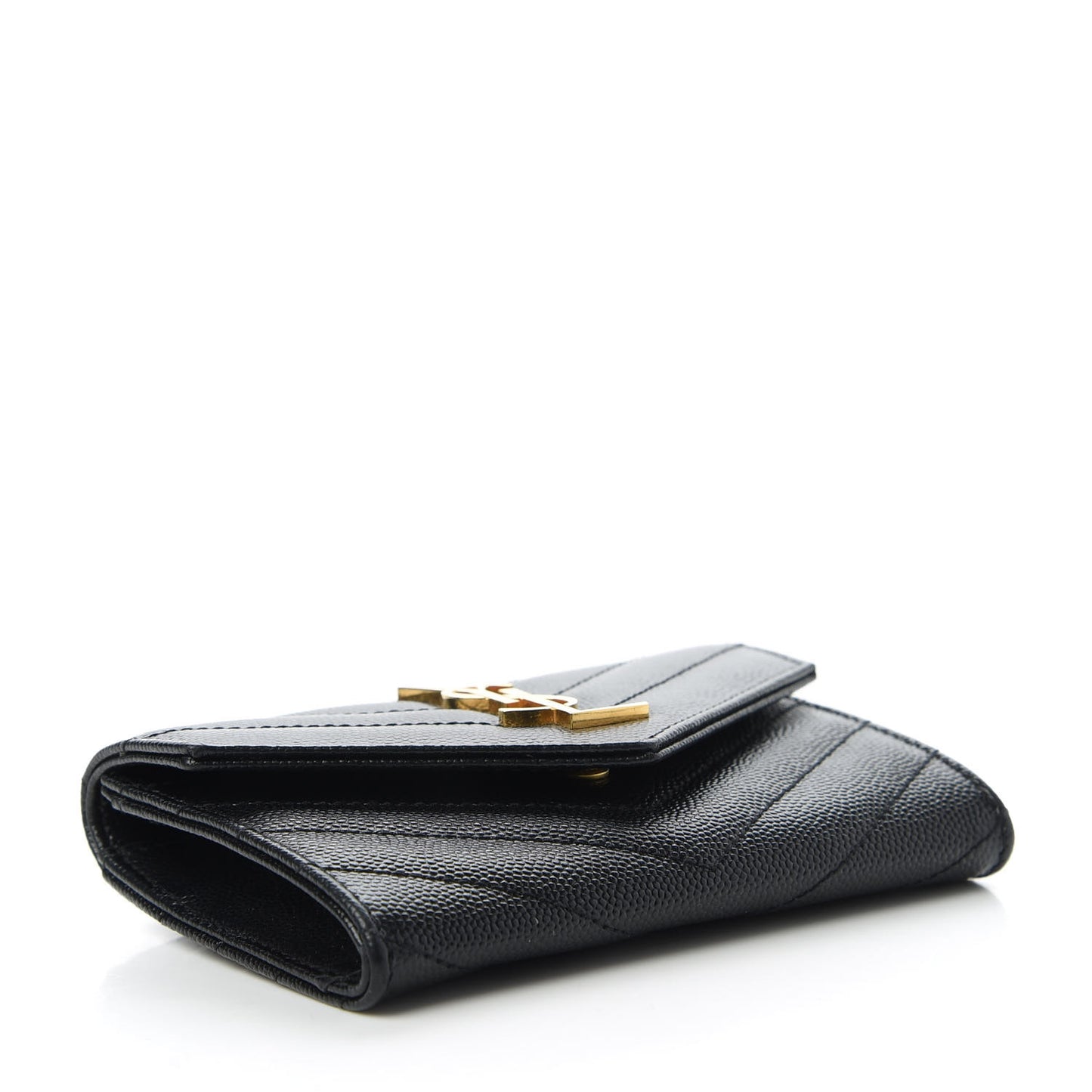 Grain De Poudre Matelasse Chevron Small Monogram Envelope Wallet Black