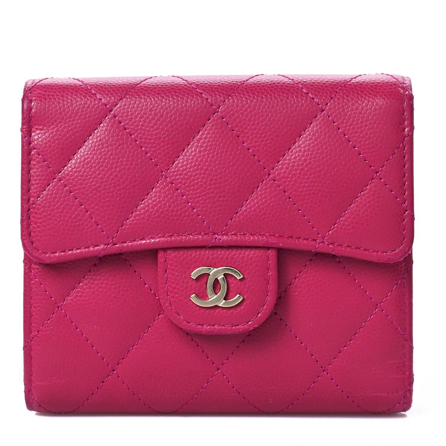 Chanel Caviar Quilted Compact Flap Wallet Pink 1 of 9