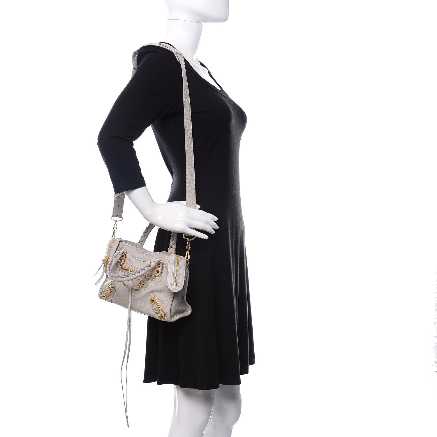 Balenciaga Chevre Gold Metallic Edge Hardware Mini City Gris Clair Gris Perle 2 of 10