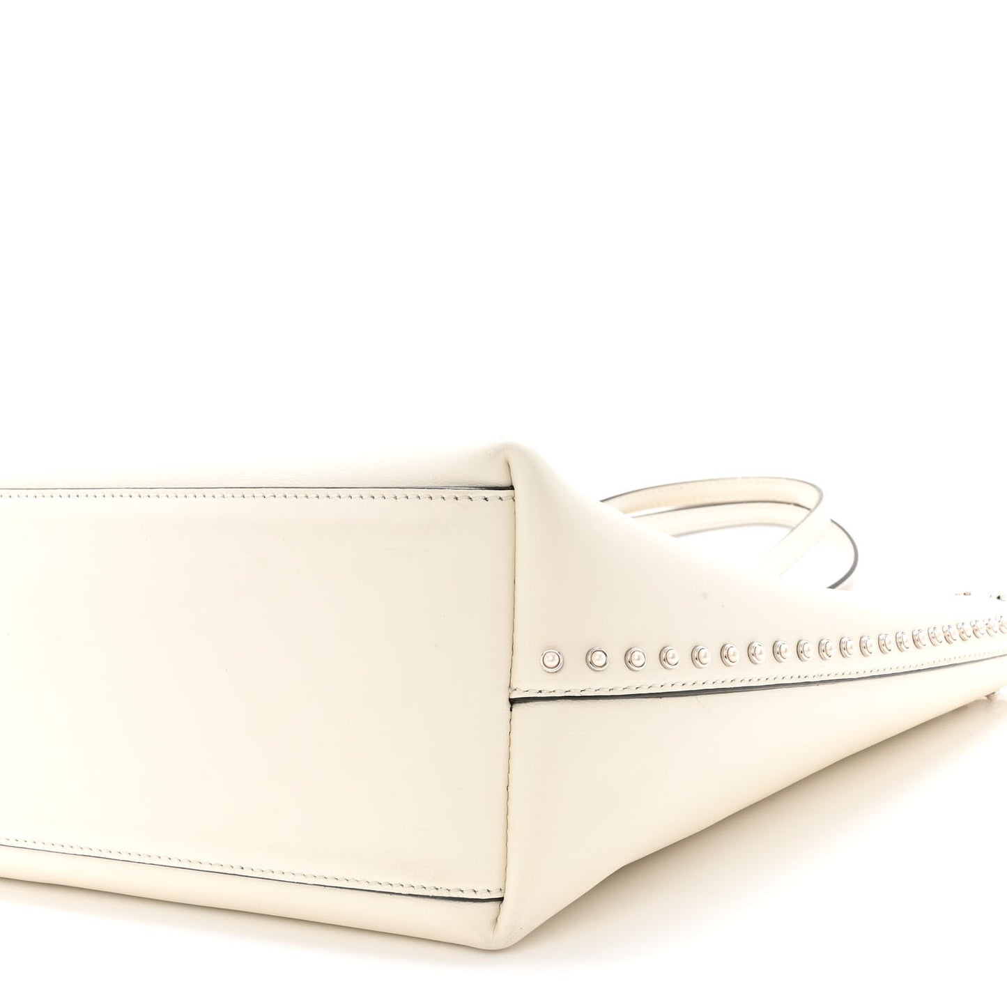 Smooth Calfskin Studded Pearl Tote White