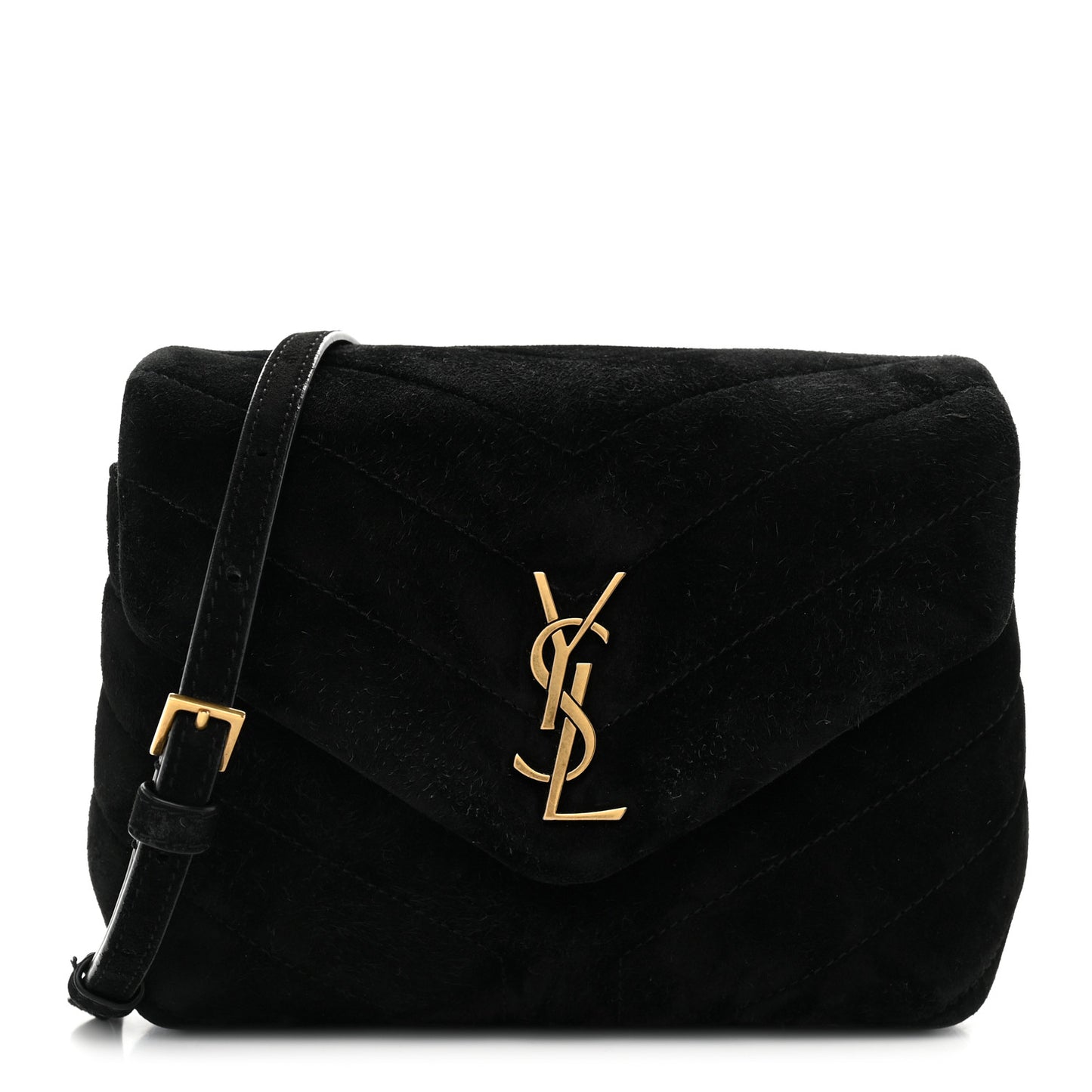 Suede Y Quilted Monogram Toy Loulou Crossbody Bag Black