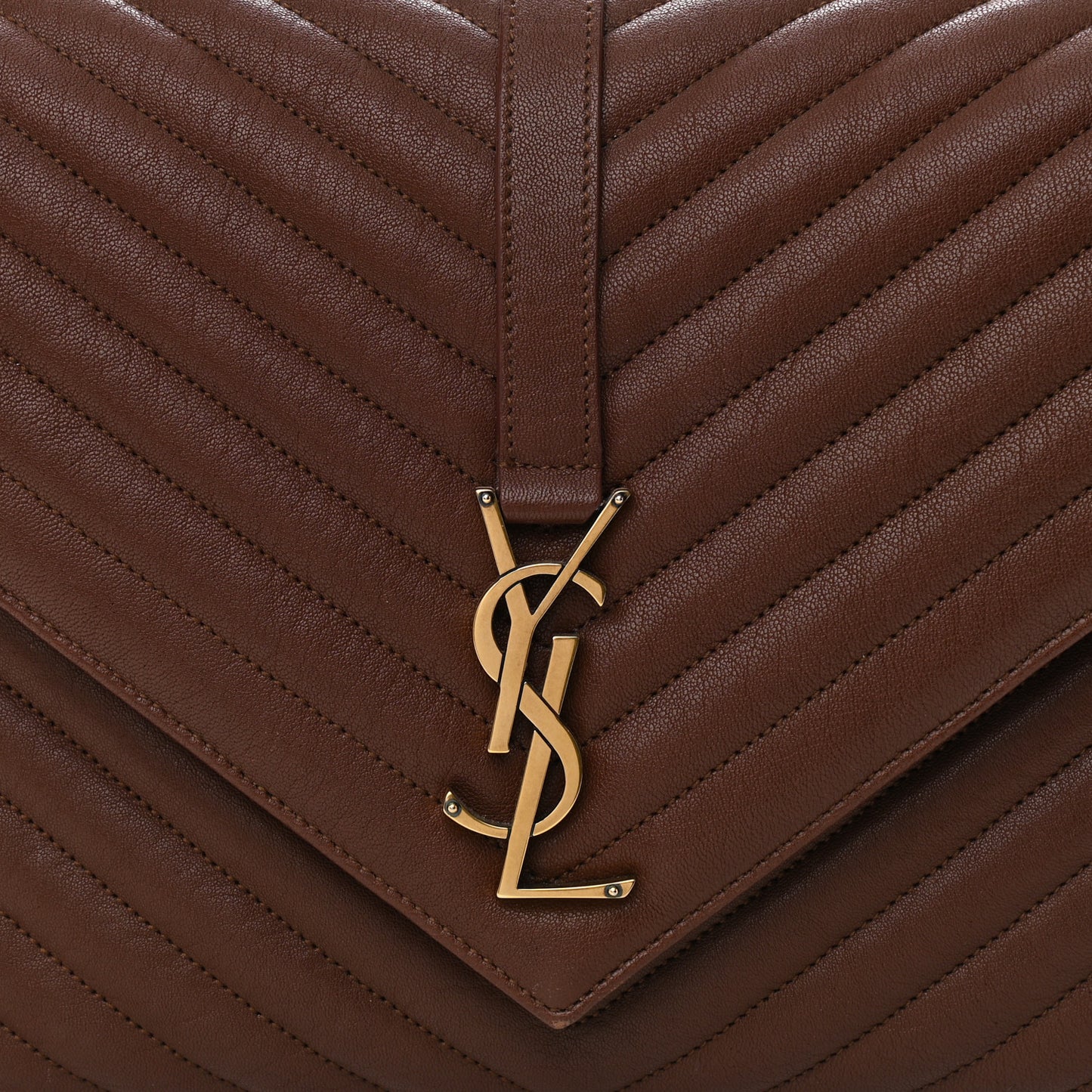 Sheepskin Matelasse Chevron Monogram Large College Satchel Brick