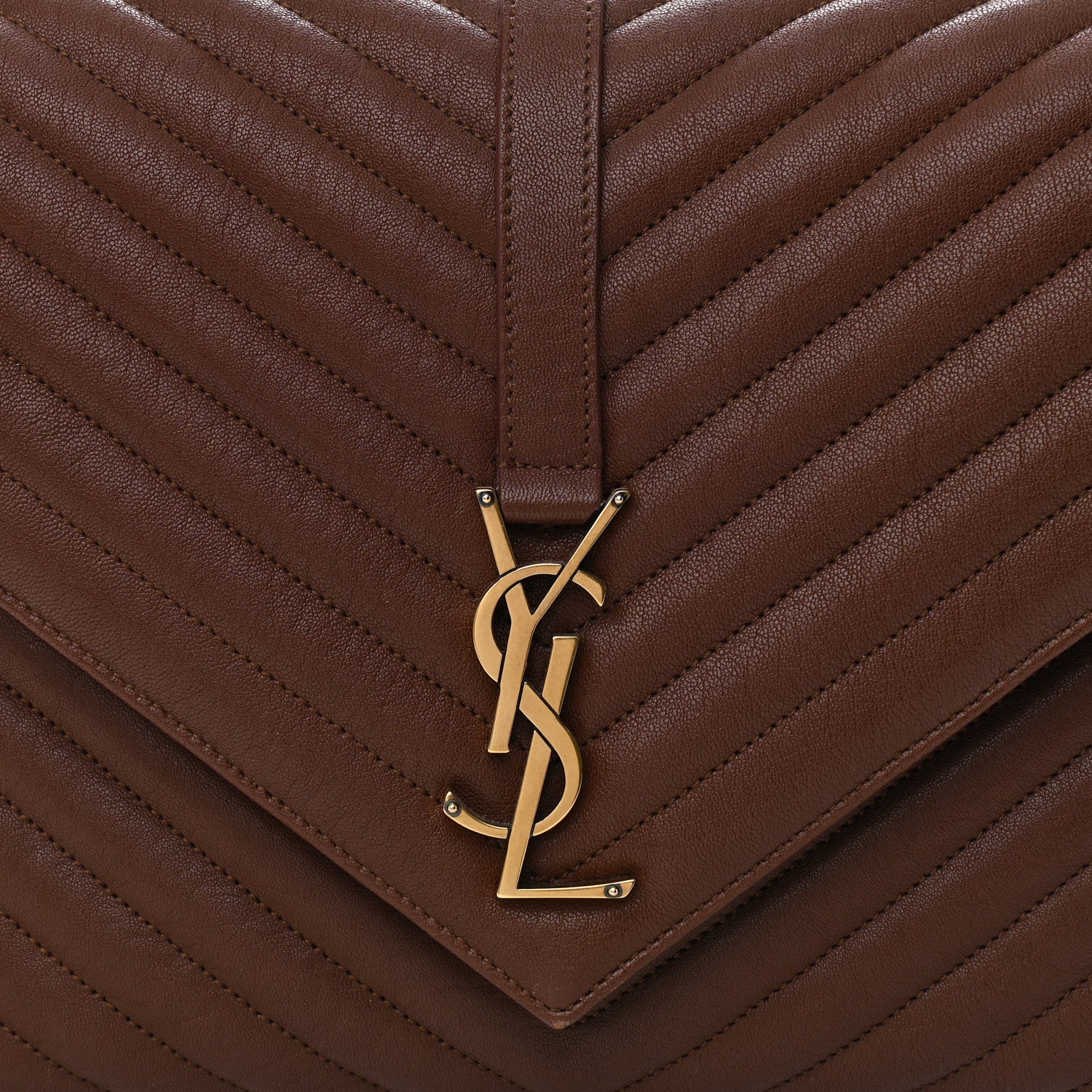Saint Laurent Sheepskin Matelasse Chevron Monogram Large College Satchel Brick 8 of 13