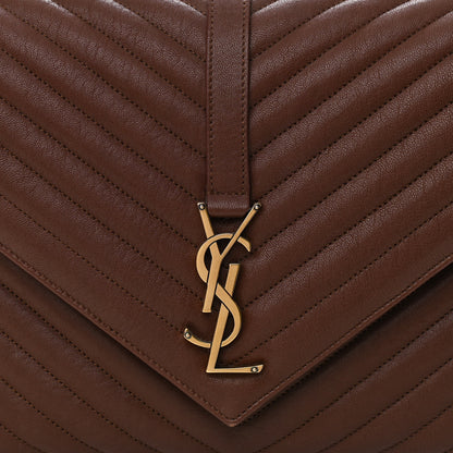 Saint Laurent Sheepskin Matelasse Chevron Monogram Large College Satchel Brick 8 of 13
