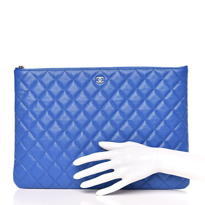 Chanel Caviar Quilted Large Cosmetic Case Blue 2 of 9