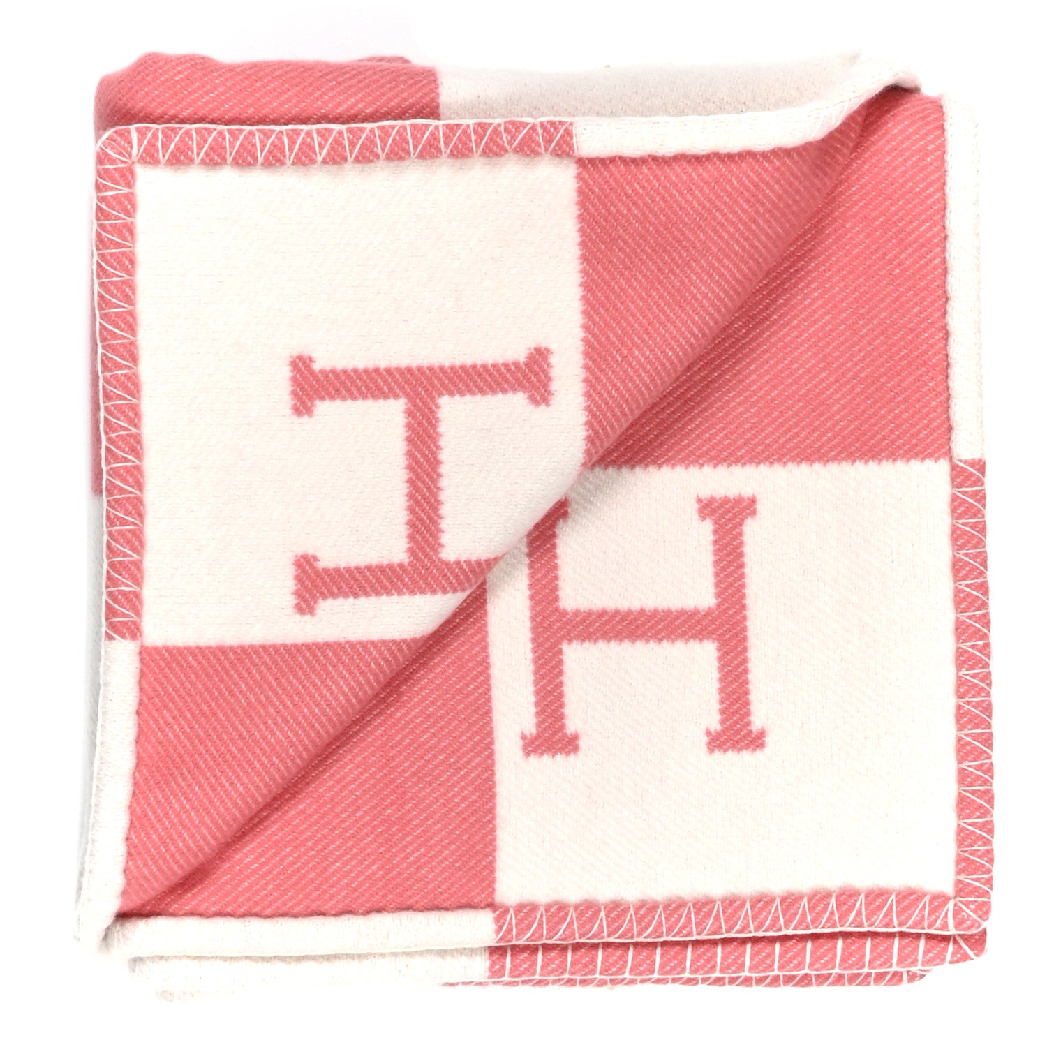 Hermes Wool Cashmere Avalon Baby Blanket Rose Airelle White 2 of 3